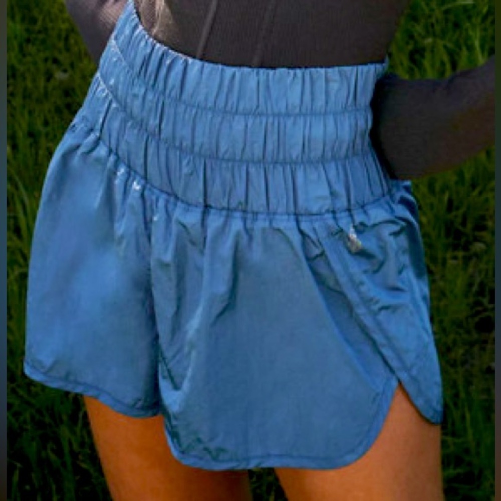 Free People FP Movement The Way Home Shorts in blue shimmer